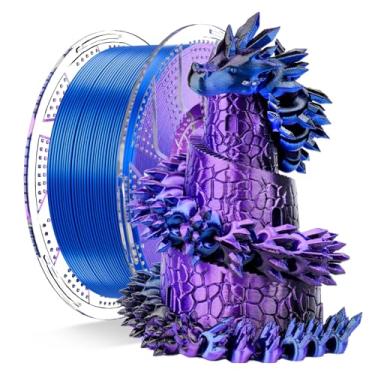 Imagem de Chitu Systems Filamento PLA de seda tricolor Conjure, filamento preto, azul, roxo, diâmetros de 1,75 ± 0,02 mm, filamento de impressora 3D 1 KG/2,2 lb
