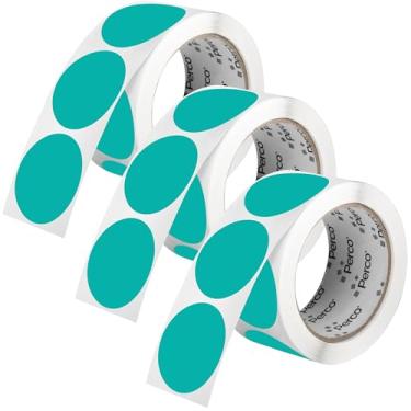 Imagem de Perco Etiquetas adesivas de bolinhas redondas de 5 cm azul-petróleo - Pacote com vários rolos (3 rolos, 500 etiquetas cada) - Adesivo permanente, cores vibrantes, fixação forte - perfurado para uso
