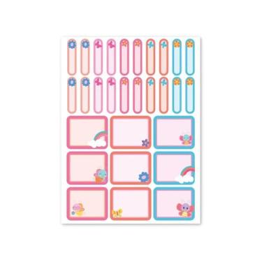 Imagem de Etiqueta material escolar tema Jardim Cromus com 58 adesivos