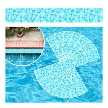 Imagem de Kit 08 Adesivos Faixa Piscina Fundo Água Clara 100cmx15cm - Resitank