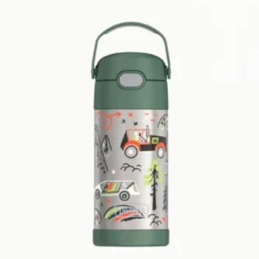 Imagem de Garrafa Inox Térmica Infantil Thermos C/Alça 355ml Premium, Carros