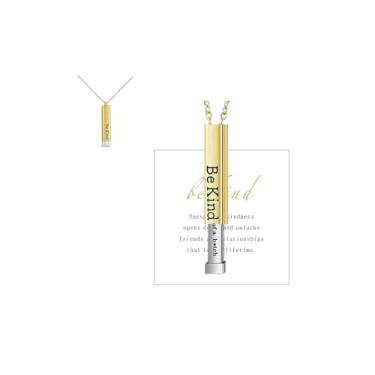 Imagem de bike8 Colar Be Kind ...Of A B - Colares com mensagem oculta para mulheres, gravura 3D, colar de barra vertical, colar com pingente de mantra de incentivo de aço inoxidável, presente de amizade