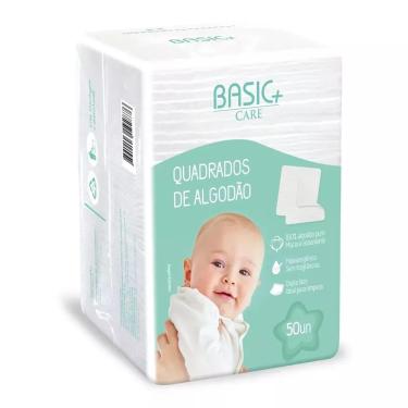 Imagem de Algodão Quadrado Baby Basic + Care com 50 Unidades