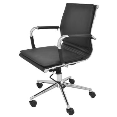 Imagem de Cadeira Giratória Baixa Valência Soft Revestida em Poliuretano Preto Base Rodizio Preto