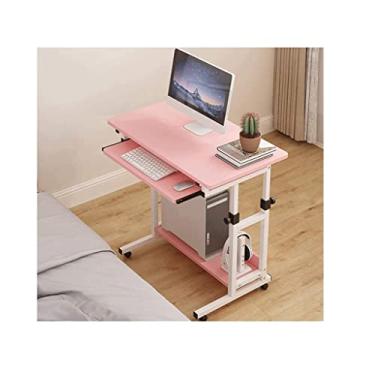 Imagem de Mesa de mesa ajustável sobre cama com rodinhas para mesa de trabalho com suporte para computador com bandeja de teclado sobre rodas para casa