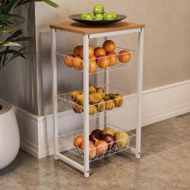 Imagem de Armário de Cozinha Fruteira Lille Canela/Branco Brilho - Kappesberg, B