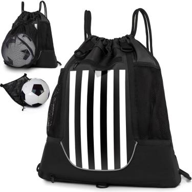 Imagem de Mochila STAY GENT Drawstring Basketball branca preta listrada