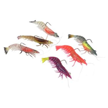 Imagem de Isca Artificial de Camarão Macio Com Gancho 9cm 6 Colorido Isca de Camarão Luminosa para Pesca Noturna