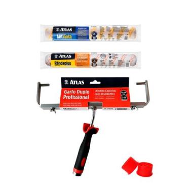 Imagem de Rolo Big P/ Pintura 46cm + Garfo Duplo Profissional Atlas