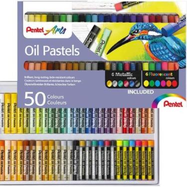 Imagem de Giz Pastel Oleoso 50 Cores Com Metalica Fluorescente Pentel