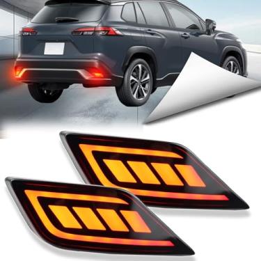 Imagem de BINQIGOO Kit completo de luzes refletoras de para-choque traseiro de LED com 2 peças para Toyota Corolla Cross S SE XSE 2022-2024, luzes traseiras de freio, luzes de neblina diurna, acessórios de