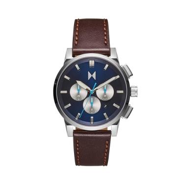 Imagem de MVMT Relógio cronógrafo masculino Chrono II – pulseira de cerâmica, resistente à água, relógio minimalista, presente para ele, Azul Bourbon, Chrono II