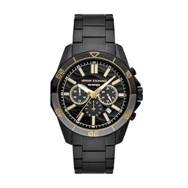 Imagem de A|X ARMANI EXCHANGE Relógio masculino cronógrafo preto de aço inoxidável (modelo: AX1963), Preto