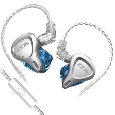 Imagem de QZXYHYN Fones de ouvido CCA CSN IEM 1DD 1BA CCA intra-auriculares, CSN, baterista, músico, fone de ouvido estéreo com cabo C removível para igreja (com microfone, azul)