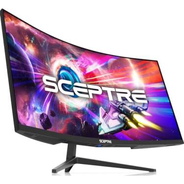 Imagem de Sceptre Monitor Ultrawide Wqhd Curvo De 34 Polegadas 3440 X 1440 R1500 Até 165 Hz Displayport X2 99% Srgb 1 Ms Imagem Por Imagem, Preto Da Máquina 2023 (C345B-Qut168)