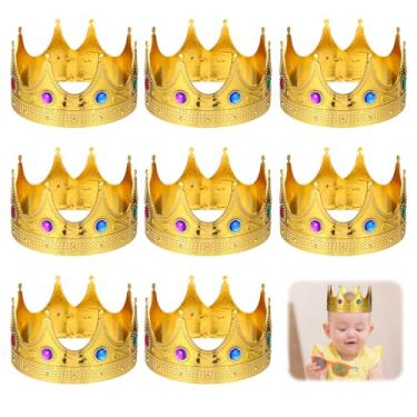 Imagem de MAQUITA 6 Pcs King Crowns for Men Gold Royal Plastic Crown Jewel for King Queen Prince Princess Costume Cosplay Props Party Supplies