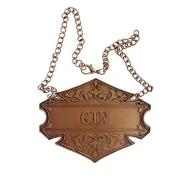 Imagem de Etiqueta decantadora com corrente ajustável, cobre, 6,6 x 5 cm, etiqueta de garrafa de licor (etiqueta de gim)