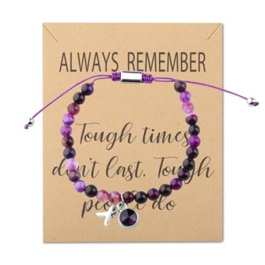 Imagem de Pulseira roxa de conscientização/pulseira de corda roxa com pingente de fita de conscientização presente de apoio de guerreiro, Liga de aço, Liga metálica.