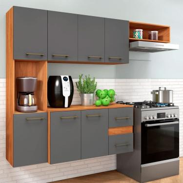 Imagem de Cozinha Compacta Gianna 7 Portas 2 Gaveta Cinamomo/Grafite - Pnr Móveis