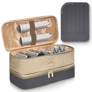 Imagem de KAP Bolsa Para Secador De Cabelo Portátil - Estojo Transporte Com Zíper Camada Dupla, Tapete Resistente Ao Calor E Alça Fixação Difusor, Organizador Acessórios Água