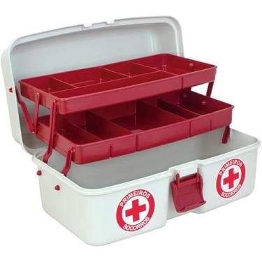 Imagem de Maleta de Primeiros Socorros com 2 Bandejas Organizadoras, Portátil para Uso Doméstico, Viagens e Emergências, Compartimentos Múltiplos para Medicamentos e Suprimentos Médicos