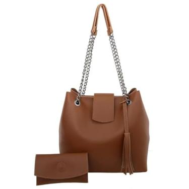 Imagem de Bolsa Feminina Saco Corrente Grafite Necessaire (Caramelo 1010)