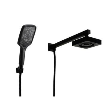 Imagem de Ducha Preto Fosco Autolimpante em ABS com Ducha Manual com Trava - AMG