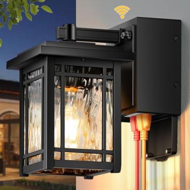 Imagem de OPAXIS Luminária De Varanda Com Tomada Gfci, Parede Externa Preta "Dusk To Dawn", Suporte Para Arandela Externa, Luminárias Garagem À Prova D'Água, Lanterna Moderna Casa, Coach
