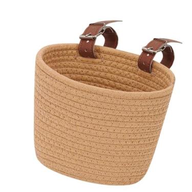 Imagem de Vaveren Cesta de bicicleta infantil multifuncional de fácil instalação, decoração premium para bicicleta, cesta frontal para crianças, camping, compras, Cáqui