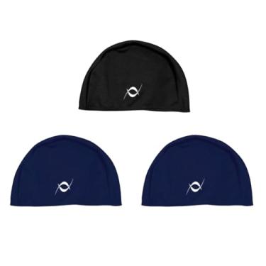 Imagem de Kit 3 Touca De Tecido Infantil Juvenil Natação Piscina (2 Azul Marinho 1 Preto)