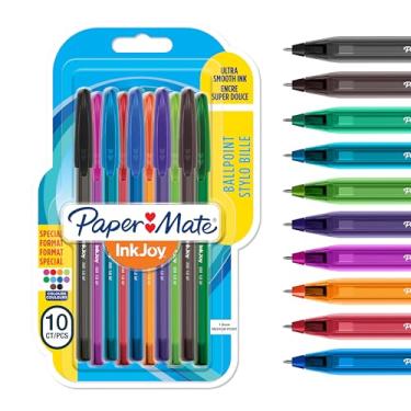 Imagem de Paper Mate Canetas esferográficas com tampa InkJoy 100ST | Ponta média (1,0 mm) | Cores divertidas | 10 contas, cores divertidas sortidas