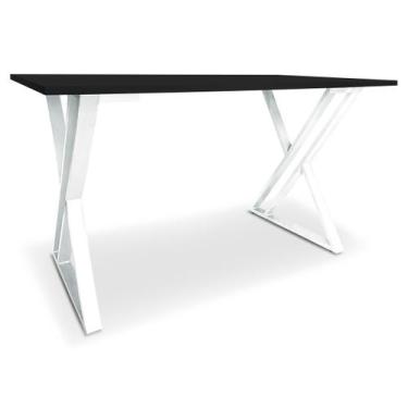 Imagem de Mesa P/ Escritório Jantar Gamer Tampo 1,00x0,60 Qatar Branco/Preto - G