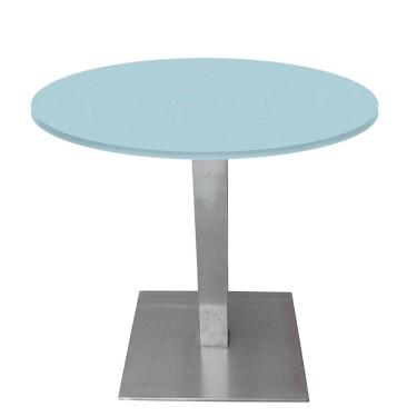 Imagem de Mesa Quadrada Alpha Inox Prata 73,50 Cm (altura) Tampo Mdp Redondo 60 Cm Cinza (larg)
