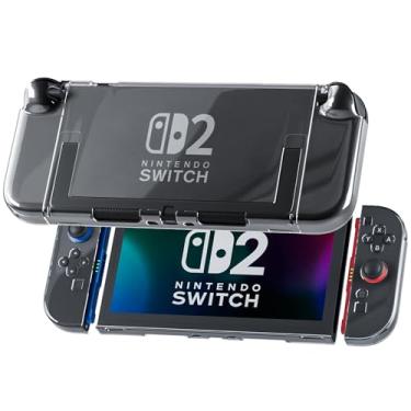 Imagem de RHOTALL Capa transparente para Nintendo Switch 2 2025, capa protetora para PC, design fino, capa de controle transparente com joycon removível compatível com o novo Nintendo Switch 2 de 7,9 polegadas