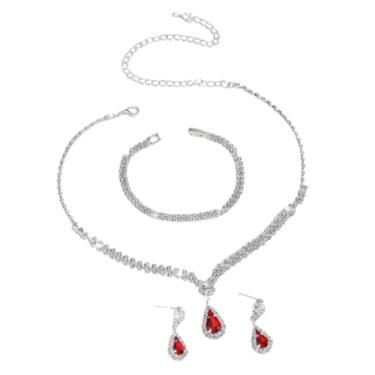 Imagem de Yecomsy Elegante conjunto de joias de cristal, colar de strass, brincos, pulseiras, noivas, vestidos de formatura, bijuterias, Zircônia cúbica, Sem Pedra Preciosa