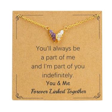 Imagem de SOPIFY Colar feminino com pedra do mês de nascimento de borboleta, dourado, delicado para mãe, filha, irmã, avó, neta, amigas, melhores presentes de pedra do mês de nascimento, Adjustable, Cobre, Sem