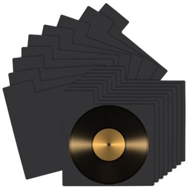 Imagem de BENECREAT 36 divisórias pretas para discos, divisórias de álbum de plástico com abas para CD e DVD, acessórios para discos de vinil, organizador de coleções para estante de livros, 35 x 32 cm