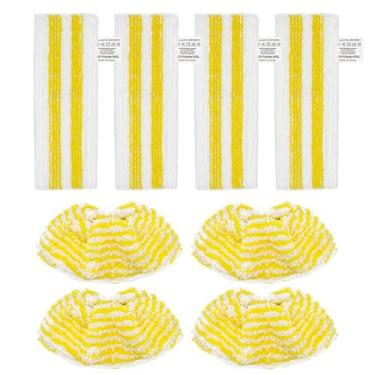 Imagem de HUAYUWA Conjunto de panos de limpeza a vapor de microfibra de substituição adequado para Karcher EasyFix SC3 SC4 SC5 limpador a vapor lavável acessórios de almofada de limpeza (4 panos de vapor + 4