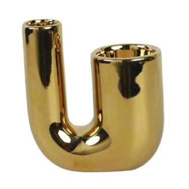 Imagem de Ｂｅｓｇａ Suporte de vela, candelabro, peça central, suporte leve, castiçal para recepção de casamento, festa festiva, mesa de centro de Natal, Dourado