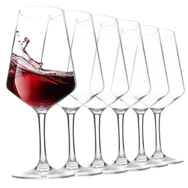 Imagem de Taças de vinho inquebráveis de 590 ml - taças de vinho de haste de plástico acrílico, conjunto de 6 taças de vinho tinto ou branco, lavável na lava-louças, livre de BPA (transparente, grande)