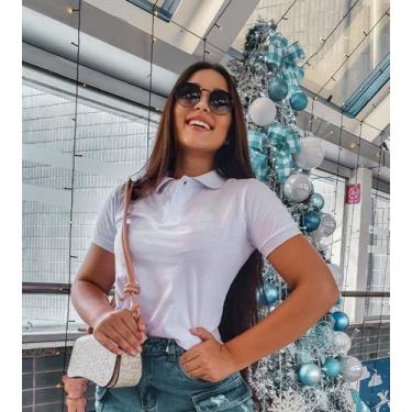 Imagem de Camisa lisa feminina gola polo em algodão - TAGWOODS