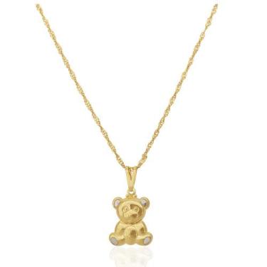 Imagem de Colar de ursinho folheado em ouro 18k e ródio branco - Cantare Jóias