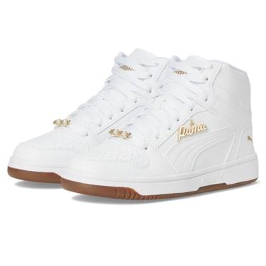 Imagem de PUMA Tênis unissex infantil Rebound Layup Mid Shoes, Branco-branco-ouro Ss25, 18