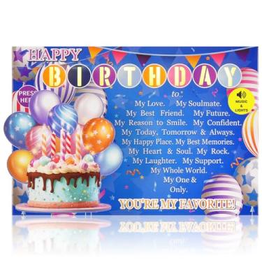 Imagem de Cartão de aniversário para marido esposa com luzes e música, cartões de aniversário pop up doces para homens e mulheres, cartão de feliz aniversário romântico para namorado namorada, presente de