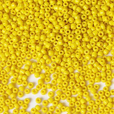Imagem de Bala&Fillic Contas opacas de sementes de 3 mm de cor amarela cerca de 3600 peças/100 gramas na bolsa, 8/0 contas de vidro para fazer pulseira e colar (amarelo)