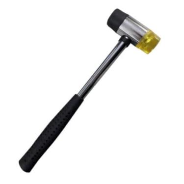 Imagem de Martelo de precisão 25cm cabeça dupla ponteira de borracha ouro dupla face martelinho para artesanato couro lutiher costura martelinho de ouro aplicação de botões de pressão