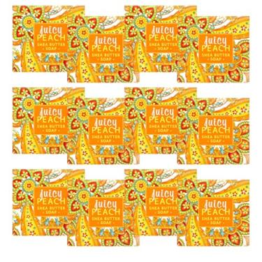 Imagem de Greenwich Bay Mini Sabonetes Botânicos Pacote com 12 – 54 g Cada – Sabonetes Perfumados para Airbnb, Spa, Hotel, Salão ou Banho – Barras elegantes embaladas individualmente para viagem, pêssego