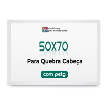 Imagem de Moldura 50X70 para Quebra Cabeça Grow Puzzle de 1000 Peças com Proteção Petg (Branco)