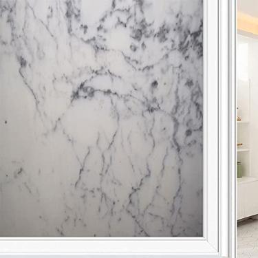 Imagem de Película de janela de privacidade de mármore, textura de estilo mármore, filme de vidro para sala de estar e escritório em casa, L90 x C 190 cm