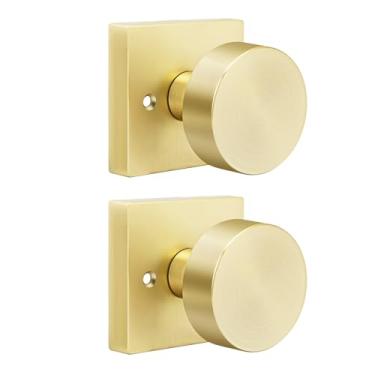 Imagem de goldenwarm Maçaneta de porta falsa dourada, maçaneta de porta falsa dourada escovada de liga de zinco para corredores, cozinhas, maçanetas resistentes a granel - Moderno e elegante (1 par / 2 peças)